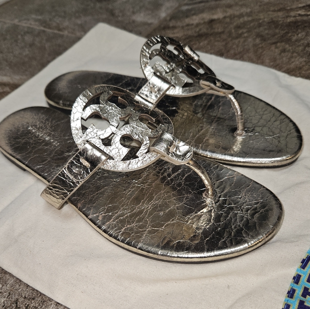 Tory Burch Silver Metallic Sandals
